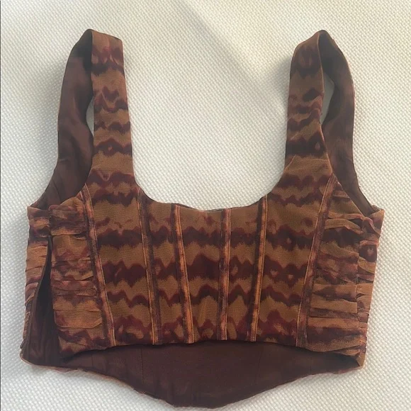 Zara Orange Brown Ruched Bustier Tank Top - Picture 3 of 4